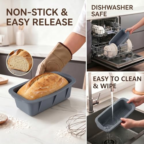 Silicone Bread Loaf Pan, Nonstick Bread Pan Baking Pan, 2pcs - color: Loaf