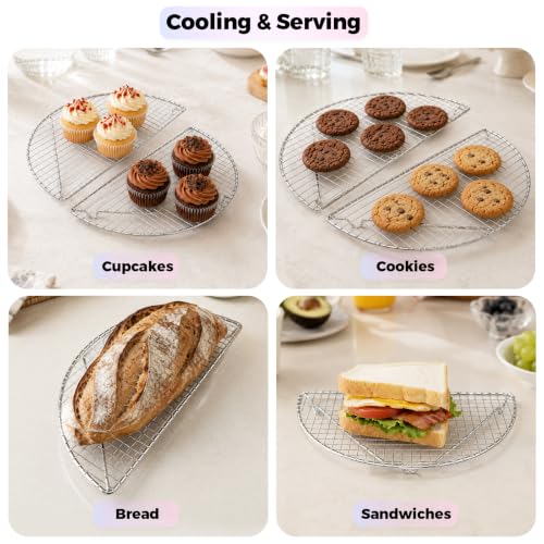 2pcs Half Round Cooling Rack, 7.9" X 3.94" Small Mini Cooking Racks
