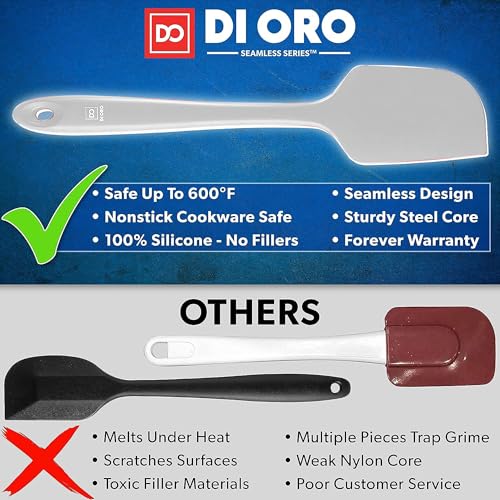 DI ORO Silicone Spatula Set - 600F Heat Resistant, 4-Pc Stone - color: Stone