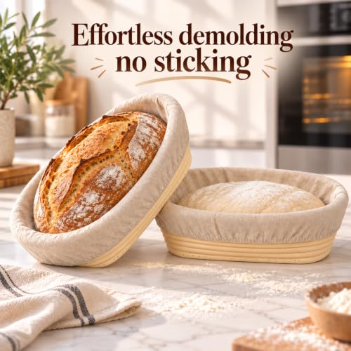 10 Pack Oval Banneton Bread Proofing Basket, 10in Sourdough Banneton Basket