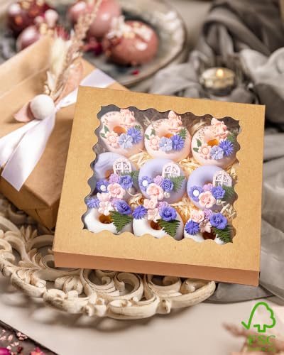 Bakepacker Auto-pop Up Pie Boxes with Window 8x8x2.5 inches 240pcs Brown - color: Brown, 240 Pcs, size: 240Pcs / 8"x 8"x 2.5"