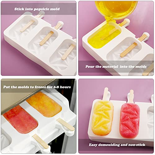 Sakolla 2 Pack 4 Cavities Diamond Shape Silicone Popsicle Molds - size: 2 Pcs Large Diamond - White
