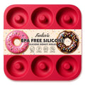 Large Silicone Donut Pan for Baking,9 Cavity Non-Stick Food Molds - color: Bright Red