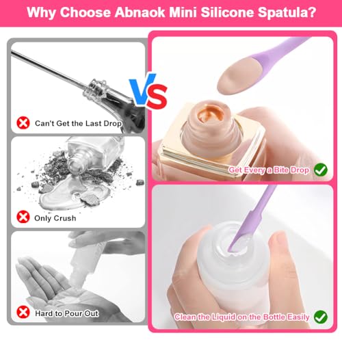 9 Pieces Mini Silicone Spatula-Makeup Spatula-Small Silicone Spatula-Thin Spatula Set for Skinny Openings-Abnaok Tiny Scraper for Jar,Kitchen Bottles,Cosmetic (Pack of 3) - size: 2*5 (Pack of 3)