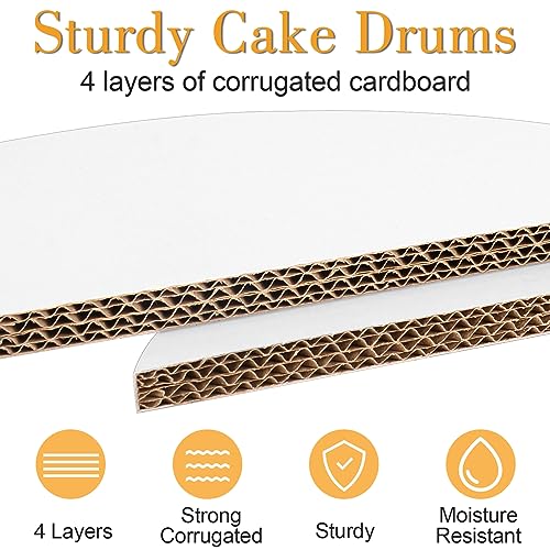 6 PCS Cake Drums 12 Inch, 12inch Drum, Cake Boards 12 Inch Round, 1/2" Thick Cardboard, Sturdy Circle, Base para Pastel Cardboard Base White Cake Boards for Wedding - size: 12 Inch