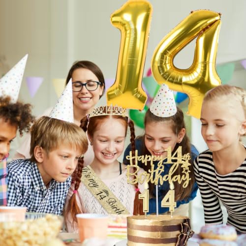 YeohJoy Gold 14th Birthday Decorations for Girls - style: 14th