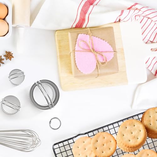 ALLTOP 5 Piece Round Biscuit Cutters with Handle - style: Round Fluted Edge