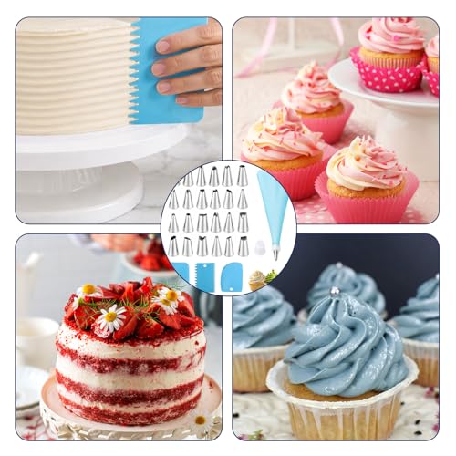 Piping Bags and Tips Set, Cake Decorating Kit Supplies Frosting Piping Kit