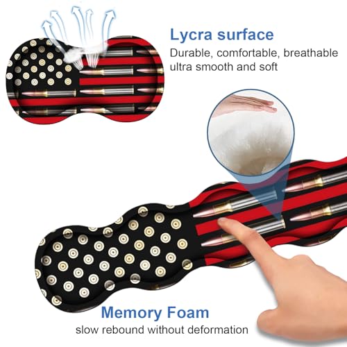 4 in 1 Ergonomic Memory Foam Mouse Pad Wrist Rest Set, Large XXL Gaming Desk Pad + Keyboard Wrist Rest + Mouse Wrist Cushion + Coaster for Home Office Study Gaming, American Flag & Bullets - color: American Flag & Bullets