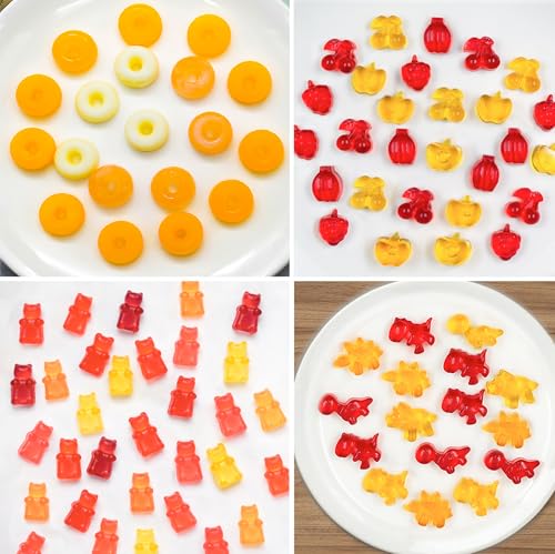 WARM TIME 5-Pack Mini Silicone Gummy Candy Molds, with 2 Droppers