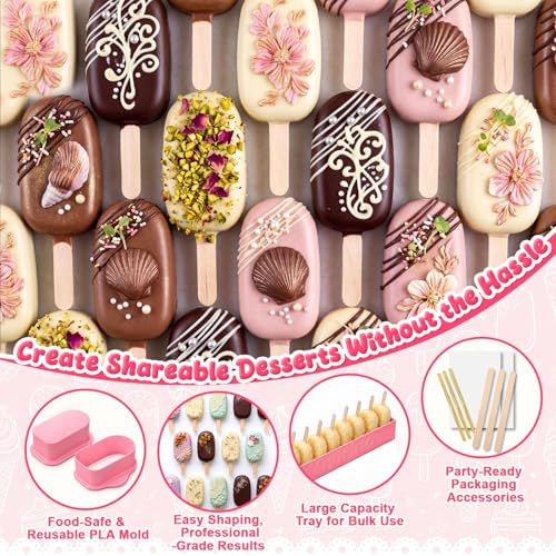 3in Cakesicle Cutter with 9in Tray, Cakesicle Mold Set, Pink - color: Pink, size: 3in, style: Single Slot