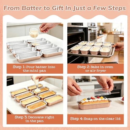 NPLUX Mini Halloween Baking Pans with Lids, 6.8oz 50 Pack for Parties - color: Champagne