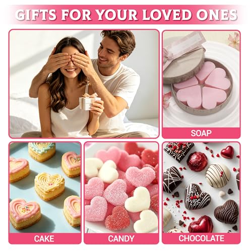 SJ Heart Soap Mold Set, 2-Pack 6-Cavity Silicone Soap Molds - color: Pink / Heart