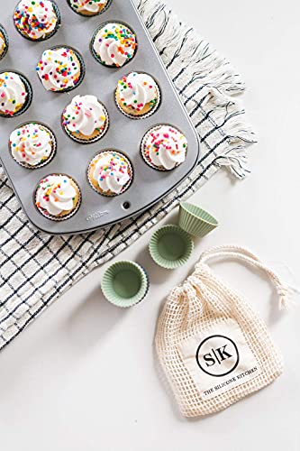 The Silicone Kitchen Reusable Mini Silicone Baking Cup, Non-Toxic, BPA Free, Dishwasher Safe, Mini, 48 Pack, White Blue Green - size: Mini (Pack of 2)
