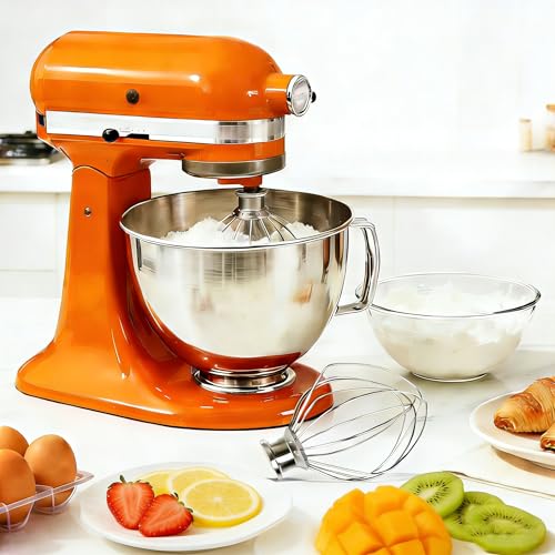 KN256WW Whisk Attachment for KitchenAid 6 Qt Bowl-Lift Mixers - Dishwasher Safe 6-Wire All Stainless Steel Whip - Heavy Duty for Fast Whipping Cream, Eggs, Mayonnaise & Cakes - size: Large(KN256WW)