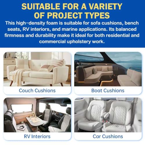1"x24"x72" Upholstery Foam High Density Gel Memory Foam Cushion - size: 72" X24"x1