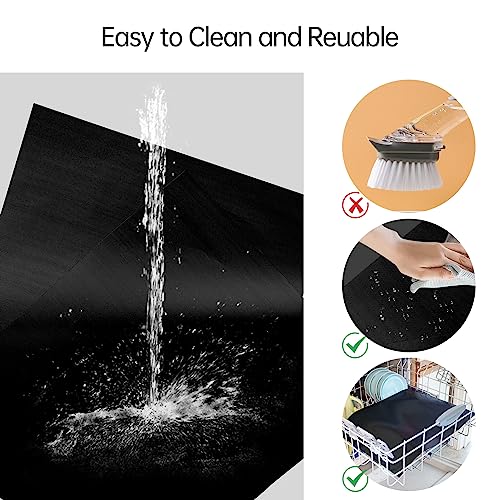 UBeesize 2 Pack Thickened Oven Liners for Bottom of Oven BPA & PFOA Free, Reusable 16x24 Inch Heavy Duty Non Stick Teflon Oven Mats, Fit Electric Gas Toaster Convection Microwave Ovens Grills - color: Black, size: 24"L x 16"W, style: 2 Pack