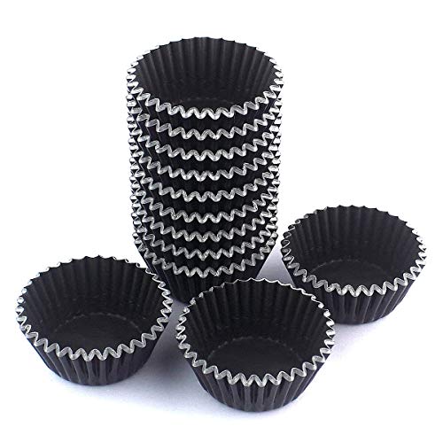 300 Pcs Mini Foil Cupcake Liners Muffin Paper Baking Cups, Black - color: Black
