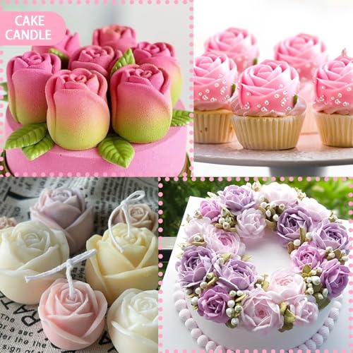 Rose Cake Pop Mold Kit 2 Pack Rose Lollipop Mold Flower Sucker Molds Flower Lollipop Baking Molds Tray with 300pcs Lollypop Sucker Sticks and Bags for Chocolate Jelly Hard Candy Cake Cupcake - color: Rose