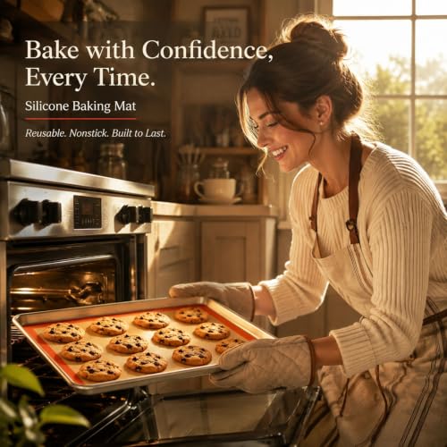AMYONE Silicone Baking Mats, 11.6 x 16.5 Inch Half Sheet Pan Liners, 2 Pack - size: 16.6"L x 11.6"W