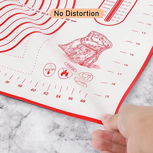 Extra Large Silicone Pastry Mat, Baking Mat with Measurement, Kitchen Counter Mat for Fondant, Rolling Dough, Pie Crust, Pizza and Cookies - Oven Liner Mat/Kneading Matts, 24" x 32", Red - size: 24"L x 32"W