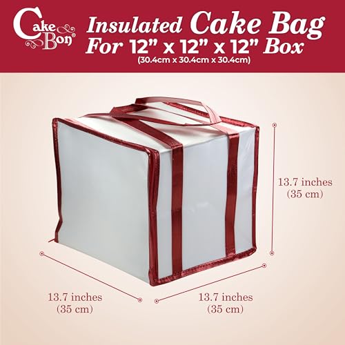 Cakebon 12" Insulated Cake Bag with Ice Pack Cooler Carrier 1Pack - size: 12 inch, style: White - 1 Pack