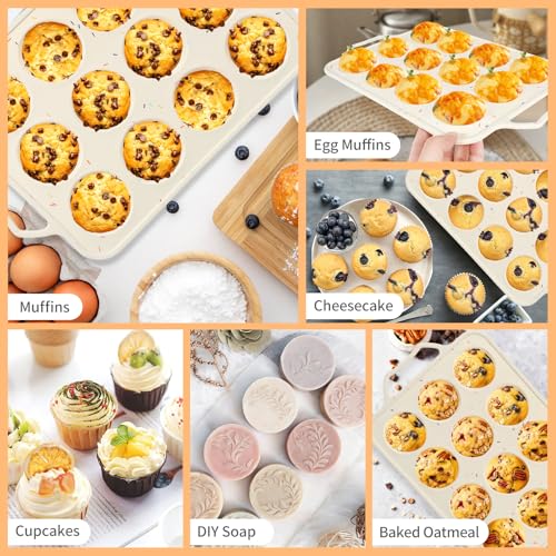12-Cup Silicone Muffin Pan with Metal Frame - size: 1pc: 12 Cups