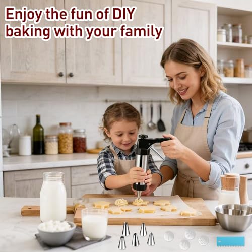 52 Pcs Cookie Press Gun Kit,Stainless Steel Cookies Press Spritz
