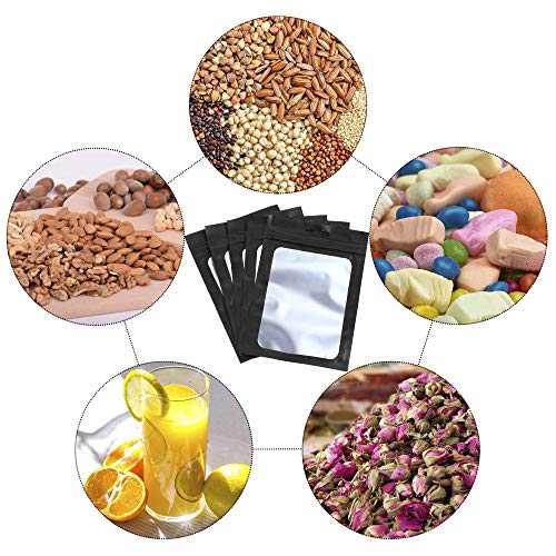 Boao 100 Pcs Resealable Foil Food Storage Bags,3 x 4.7 Inch,Black - color: Black, size: 3 x 4.7 Inch