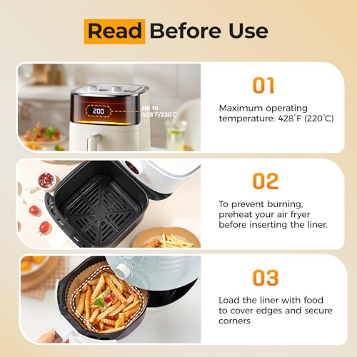 125Pcs 8 Inch Square Air Fryer Liners Disposable for 5-8QT, Parchment Paper - size: 8"Square