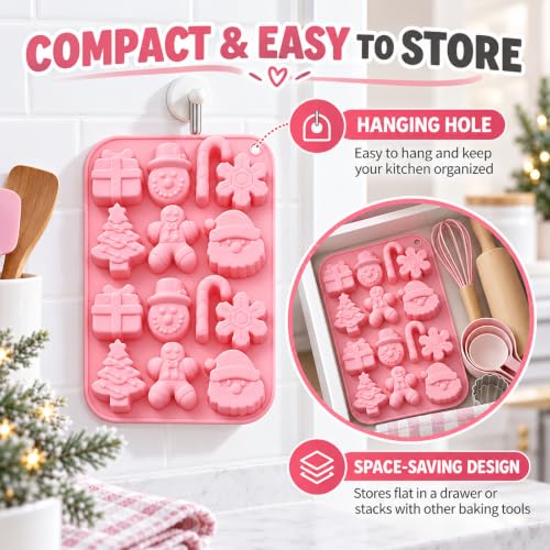 Christmas Chocolate Molds for Baking,3PCS Candy Silicone Molds - color: Christmas Molds 3 pcs
