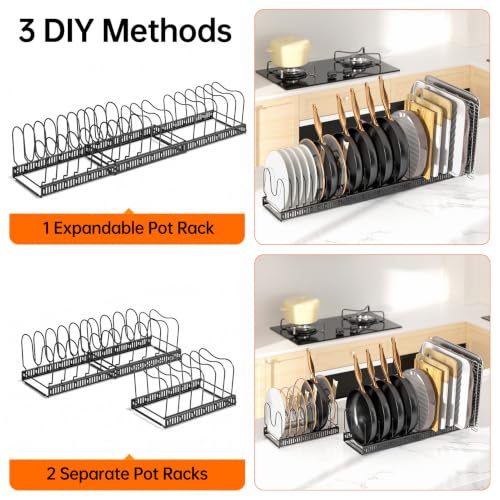 MUDEELA Expandable Pot Pan Lid Organizers inside Cabinet, 20 Divider-Black - color: Black, size: 20 Dividers