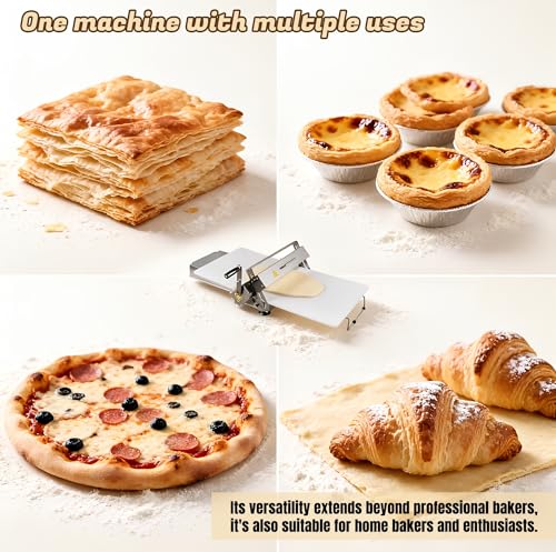 Commercial 110V Electric Dough Sheeter Machine, Reversible Puff Pastry Sheeter And Fondant Roller, Dough Roller, Adjustable Thickness 0-25mm, Folding Dough Sheeter For Bakeries, Pastries,（22.7"） - color: Large