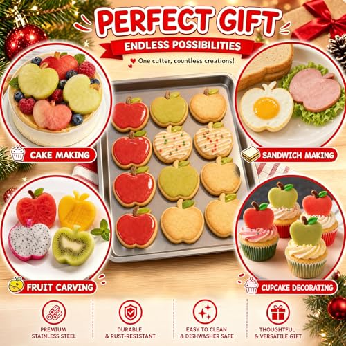 Apple Cookie Cutters for Teacher's Day Party, 5 Pack (Apple) - style: Apple