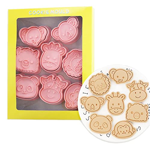 8pcs Cute Animals Cookie Cutters,Plastic Panda Cookie Stamps (Animals B) - color: Animals B