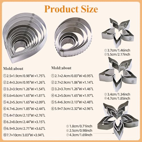 KALAIEN 23pcs/set Rose Petal Cutter Set Gum Paste Fondant Cake Cutters - color: Rose Petal Cutter Set (23pcs)