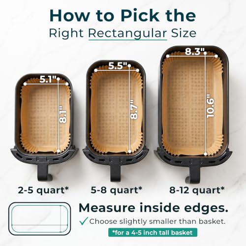 Air Fryer Liners Disposable Large 10.6” Rectangle for 8-12 QT Basket 128 Pcs - size: 10 inch - Rectangle