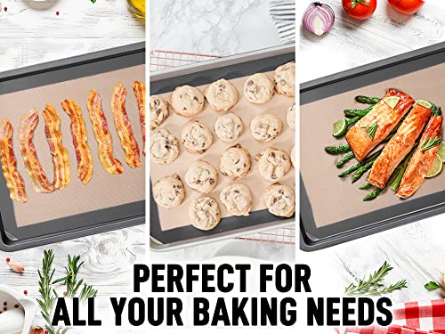 Zulay Kitchen (2 Pack) Silicone Baking Mat Sheet Set - Reusable Baking Mat Nonstick - Half Sheet Baking Mat for Oven (Size 16.5" x 11.6") - Dark Grey - color: Gray, size: 2 Pack