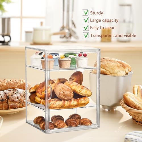 Bread Box for Kitchen Countertop, 4 Layers Pastry Display Case, 2 Pack - size: 4tier 2Pcs