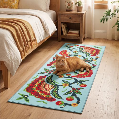 2x6 Red Peony Runner Rug, Soft Low Pile - color: Red Peony, size: 2' x 6' (Rectangular)