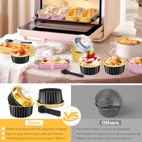 Round Mini Cake Pans with Lids, 5oz Disposable Small Baking Tins, Black - color: Black Gold 60pcs