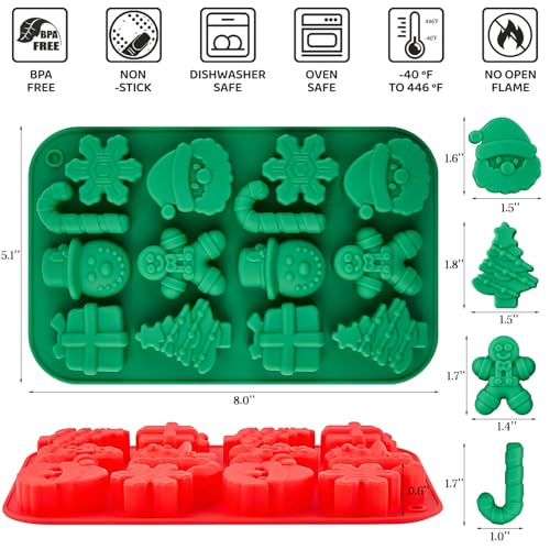 Christmas Chocolate Silicone Molds for Baking, 4 PCS - color: Christmas Mold 1 - 4pcs