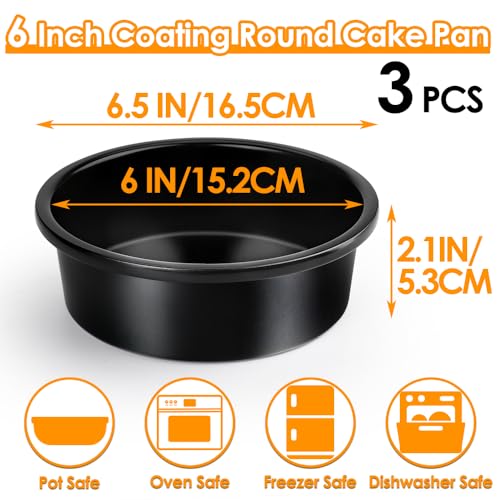 6 Inch Round Cake Pan Set of 3, Nonstick Coating Baking Round Cake Pans with Remvable Bottom for Birthday Layered Cakes,Party, Circle Cake Tins With Wider Grips for Oven Air Fryer, Black - color: 6-Inch Cake Pan Set of 3