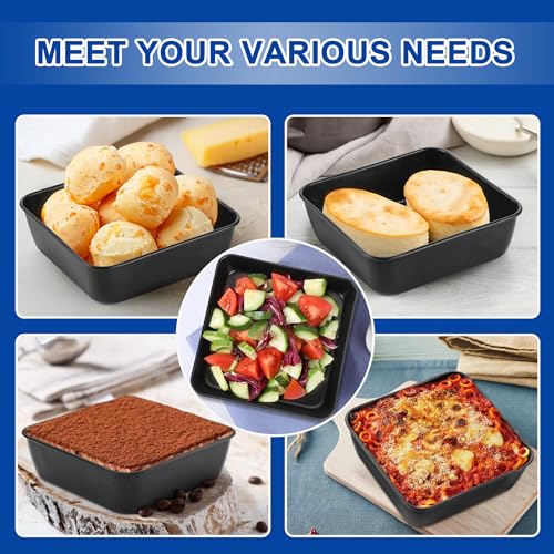 E-far 6 x 6 Inch Square Baking Cake Pan, Nonstick Small Baking Pan Set of 2 - size: 6x6x2 Inches