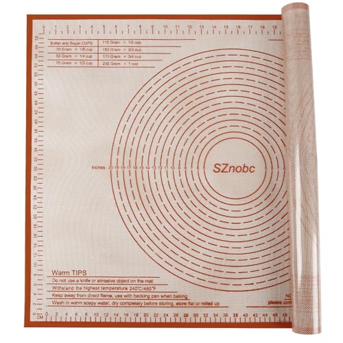 Silicone Pastry Mat 34X26 inch Baking Mat Large Dough Mat with Measurements - color: Red, size: 26"L x 34"W