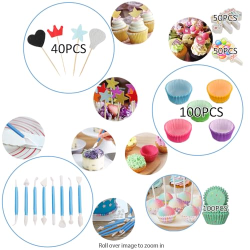 Cake Decorating Supplies Kit,310 PCS Baking Supplies Set with Icing Piping Tips & Russian Nozzles with Pattern Chart,Piping Bags,Mother’s Day Gift - size: 511 PCS