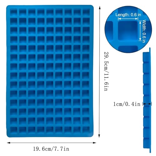 252 Cavity Square Silicone Candy Molds - Gummy Molds with Droppers, 2-Pack Flexible Chocolate Molds for Gummies, Hard Candy, Caramels, Ice Cubes, BPA Free Non-Stick Baking Molds - color: 252 Cavity Square Candy Molds