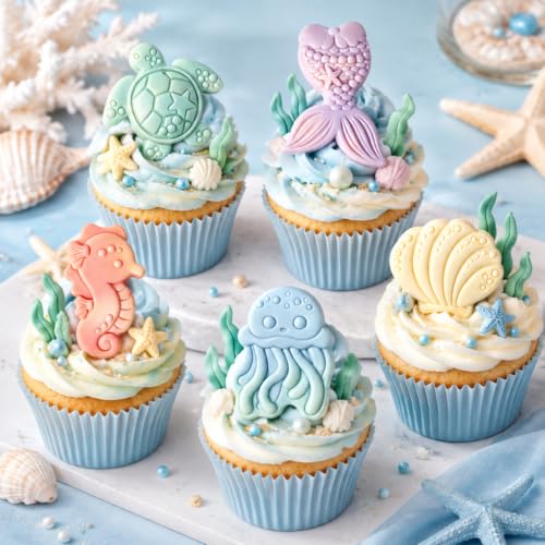 Marine Theme Silicone Mold, Ocean Life Mold for Chocolate Candy Baking - color: Pink-XY078