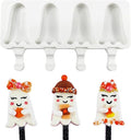 1 Pack Halloween Cute Ghost Shape Popsicle Molds Silicone Ice Pop Molds 4 Cavities Popsicle Molds for Kids Adults Ice Cream Mold Cakesicles Mould DIY Popsicle Maker Homemade Popsicle Silicone Molds B - color: Cute Ghost Popsicle Molds B