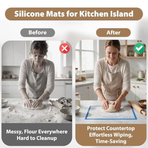 Nonstick Silicone Pastry Baking Mat Large with Measurements 16''By 20'' - color: Blue, size: 20"L x 16"W